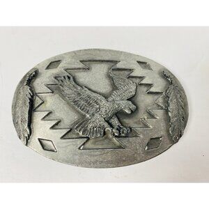 1993 Bald Eagle and Feathers‎ Arroyo Grande Pewter Belt Buckle Vintage